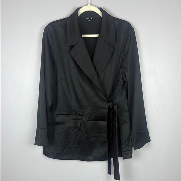 Misook Black Crepe Side-Tie Wrap Blazer Size Large - Picture 2 of 11